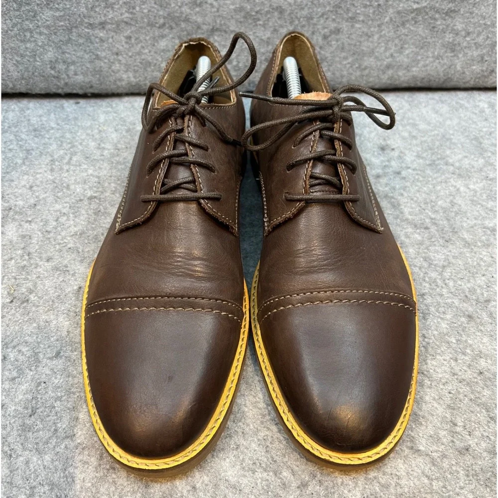 Clarks Brown Leather Dress Shoes Oxfords Cap Toe Casual Business‎ Mens 11.5
